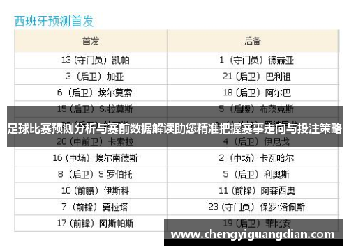 足球比赛预测分析与赛前数据解读助您精准把握赛事走向与投注策略